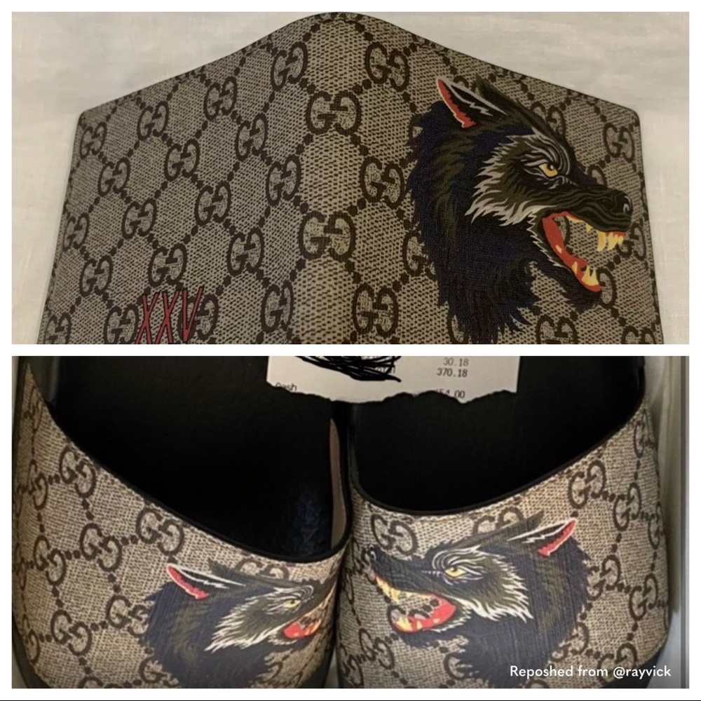 Gucci slides and wallet